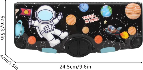 Miniatura 7 de Minache Estuche multifunción con 2 compartimentos, diseño de dibujos animados, con tijeras emergentes y sacapuntas