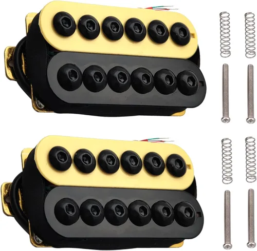 Miniatura 11 de SAPHUE Pastillas de guitarra eléctrica ajustables de bobina doble de metal Humbucker Punk para cuello/puente (Negro)