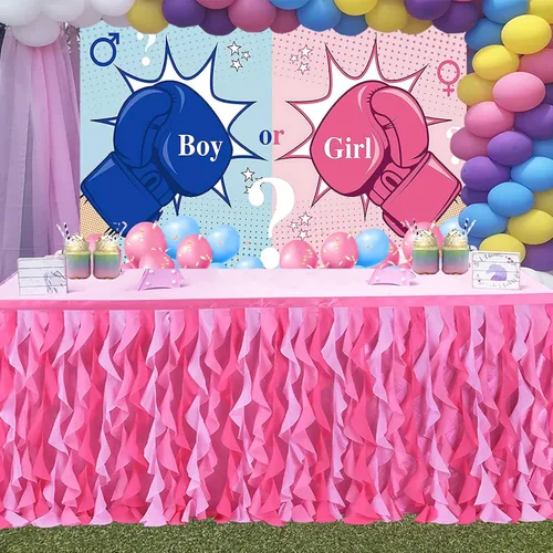 Miniatura 4 de Fondo de boxeo, vinilo de 5 x 3 pies, tema de revelación de género, fondo de fotografía para decoración de fiesta de baby shower BJZYPR206