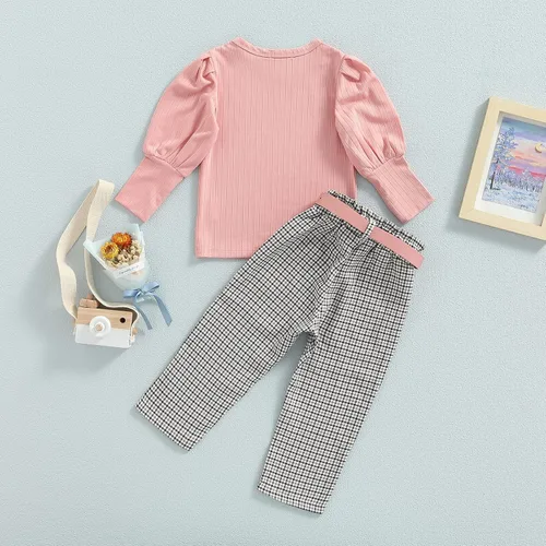 Miniatura 45 de GOOCHEER Conjunto de ropa de manga larga para niña pequeña, camisa y pantalones para niña, conjunto de ropa de primavera, otoño e invierno