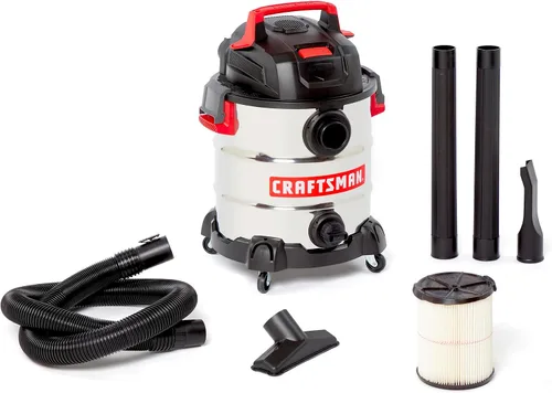 Miniatura 10 de CRAFTSMAN CMXEVBE17155 aspiradora de húmedos/secos de 6.0 picos HP, 10 galones, de acero inoxidable, portátil, para uso en tienda, húmeda y seca