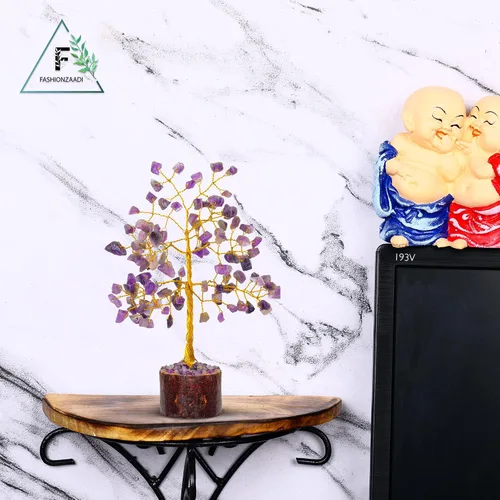 Miniatura 6 de FASHIONZAADI Árbol de dinero bonsái de amatista, árbol de dinero de cristal Feng Shui, piedras preciosas de chakras, cristales curativos de buena