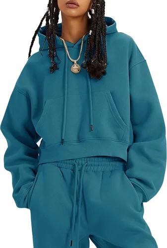 Miniatura 67 de Kissonic Conjunto deportivo de forro polar para mujer, 2 piezas, sudadera con capucha y pantalones deportivos