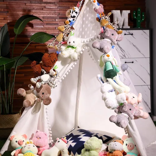 Miniatura 5 de Hotop 2 unidades de cadena de almacenamiento de animales de peluche colgante organizador de animales de peluche con 40 clips de plástico de 79 Blanco