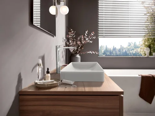 Miniatura 4 de hansgrohe Vivenis 75042821 - Grifo moderno para lavabo de baño de 1 manija y 1 orificio de 12 pulgadas de alto, níquel cepillado, 75042821