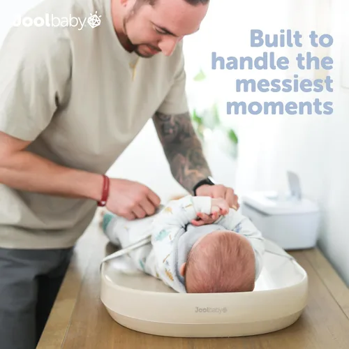 Miniatura 2 de Jool Baby Cambiador de bebé impermeable, fácil de limpiar, ligero y portátil, cojín de espuma grande para mayor comodidad (avena)
