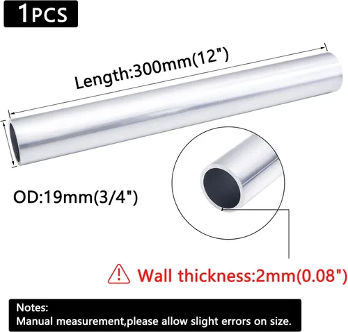 Miniatura 2 de 6061 Tubo de Aluminio, Tubo Redondo Liso de Aluminio de 3/4" de Diámetro Exterior, Pared de 0.08" x 12" de Longitud, Tubo Recto de Metal