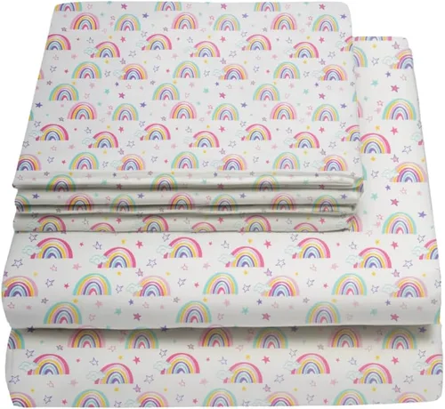 Miniatura 24 de Juego de sábanas tamaño individual para niños y niñas, sábanas para niños, linda sábana de cama, incluye sábana plana, ajustable y funda de Azul