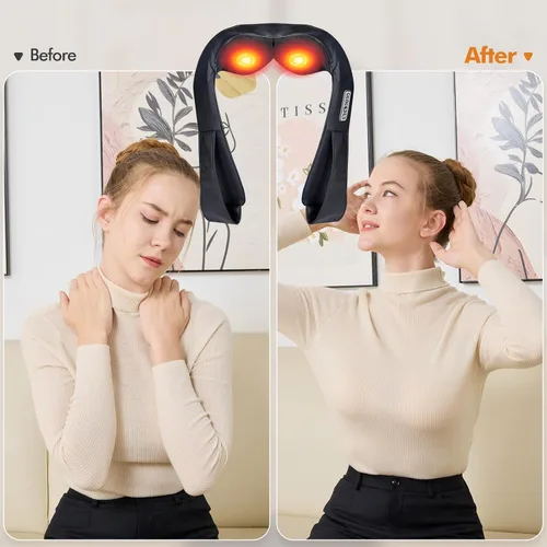 Miniatura 9 de LAOBEN Masajeador de cuello y hombros para masaje de hombros y masaje de cuello, masajeador de cuello Shiatsu con calor, masajeador de espalda