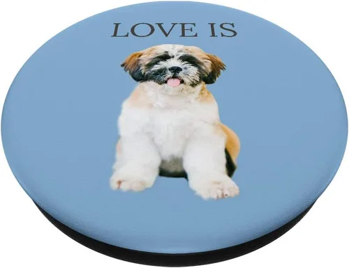 Miniatura 2 de Shih Tzu - Camiseta para mujer y hombre, diseño con texto en inglés "Love", para perro, mamá, papá, mascota, cachorro, con agarre y soporte