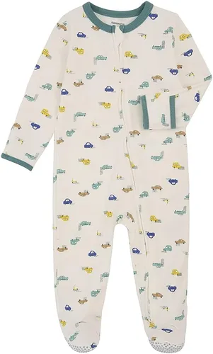 Miniatura 5 de Aablexema Pijama de bebé con puños de manopla, doble cremallera, ropa de algodón para bebés, pijamas para dormir con pies