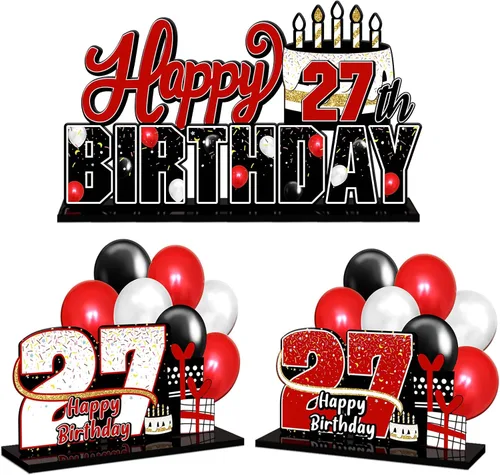 Miniatura 53 de LINGTEER Feliz 10º Cumpleaños Juego de Centros de Mesa de Acrílico Azul para Mesa - Brindemos por Diez Años Decoraciones de Regalo de Fiesta de 10º