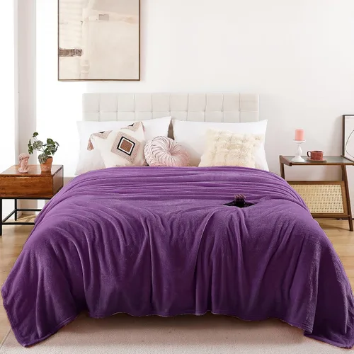 Miniatura 25 de Manta de Forro Polar Negro para Sofá, Silla, Sillón, Suave, Cálida, Mullida y Acogedora para Mujeres y Hombres, 300GSM Decoración de Habitación