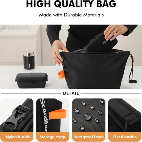 Miniatura 3 de Bolsa de almuerzo para mujeres y hombres, fresca, mantiene la comida fresca, caja de almuerzo, pequeña bolsa enfriadora a prueba de fugas
