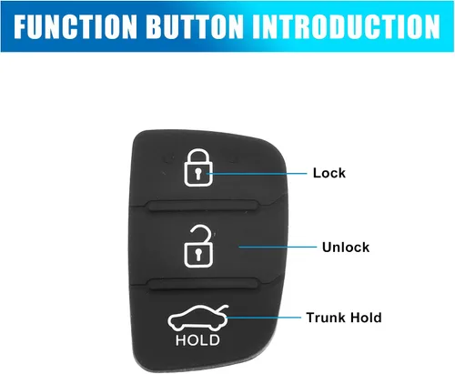 Miniatura 3 de X AUTOHAUX 3 botón coche remoto Fob caso inserto de goma almohadilla teclado reemplazo para Hyundai