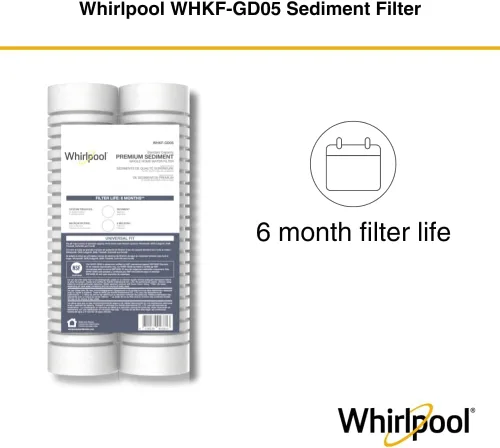 Miniatura 6 de Whirlpool Filtros de sedimentos de capacidad estándar WHKF-GD05 de 10 x 2.5 pulgadas para todo el hogar, 5 micras, vida útil del filtro de 6 meses
