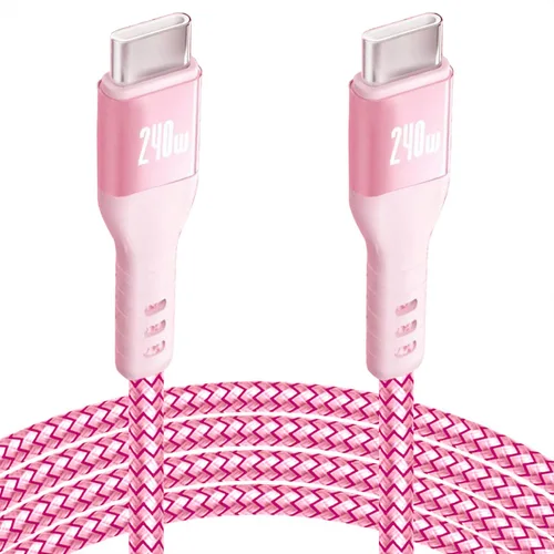 Miniatura 8 de Cable de carga súper rápida USB C a USB C de 20 pies y 240 W, cable de carga trenzado de nailon tipo C a tipo C compatible con iPhone 15, iPad Air