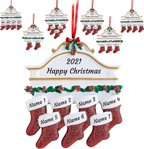 Miniatura 16 de Adornos de Navidad personalizados para familia de 2, adornos de Navidad familiares personalizados con nombres, decoraciones de Navidad