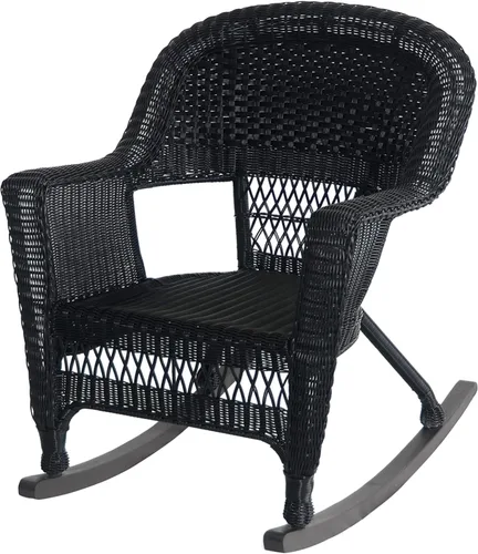 Miniatura 8 de Jeco Juego de 3 sillas de mimbre Rocker con cojín naranja, color negro