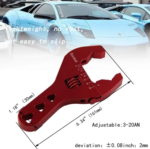 Miniatura 4 de AN3-20 Llave AN compacta ajustable de aluminio Llave universal con mango corto (rojo, AN3-AN20)