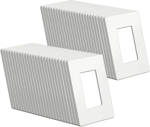 Miniatura 14 de Paquete de 50 placas BESTTEN de pared sin tornillos de 1 banda, USWP4 brillante blanco roto, cubierta de salida de decorador, placa frontal