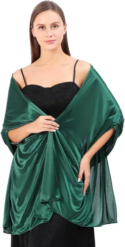 Ladiery Chales y envolturas de satén sedoso para mujer, vestido de noche, ligero, largo, para novia, elegante, brillante, estola de boda