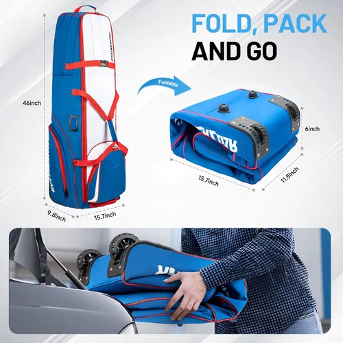 Miniatura 6 de MANUEKLEAR - Bolsas de golf de viaje de nailon 1680D para aerolíneas con ruedas, bolsas de viaje de golf para aerolíneas con parte superior