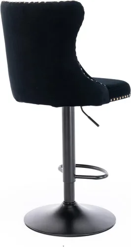 Miniatura 4 de LKTART Juego de 2 taburetes de bar giratorios con altura de asiento ajustable, taburetes de bar tapizados de terciopelo con base cromada