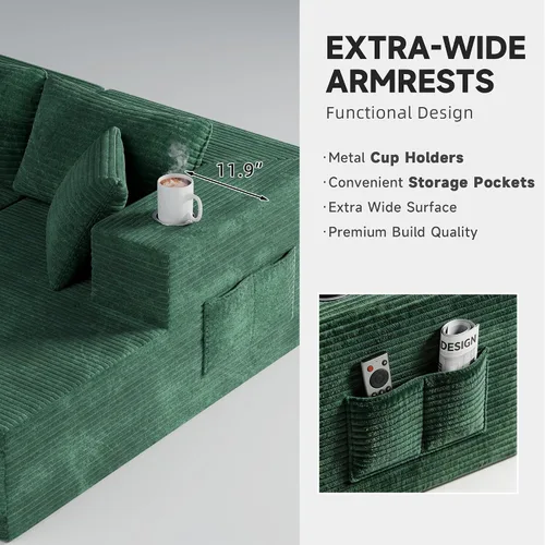 Miniatura 7 de Bashaw Sofá modular de 108 pulgadas con diván, sofá sin hueso en forma de L, asiento profundo, tapizado, sin hueso, para sala de estar