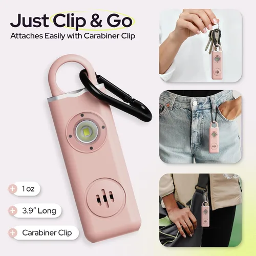Miniatura 6 de Alarma de seguridad personal Weten para mujeres - Sirena de pánico de 130 dB de volumen alto en llavero, paquete de 3 unidades - Silbato