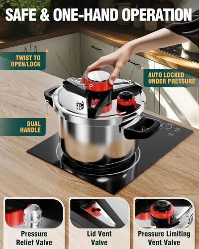 Miniatura 2 de WantJoin Olla a presión de 8 cuartos – Recipiente a presión de acero inoxidable 3 en 1 compatible con cocina de gas y de inducción, dispositivos