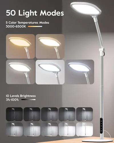 Miniatura 4 de Lámparas LED de escritorio para oficina en casa con base, lámpara de escritorio alta con 50 modos de luz y memoria y temporizador, luz