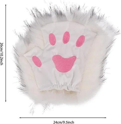 Miniatura 96 de Guantes de garra para disfraz de Halloween, medio dedo, lobo, oso, gato, guantes, guantes de piel sintética para mascarada, cosplay, utilería de mano