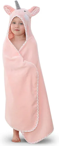 TBEZY Toalla con capucha para niños, 100% algodón, ultra suave, con diseño único de animales, grande para bebés de 3 a 10 años (unicornio)