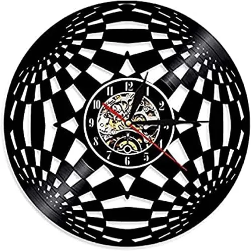 Kaleidoscope - Reloj de pared con diseño de círculo de vinilo Lp, fractal psicodélico global, decoración de pared, relojes vintage para sala de