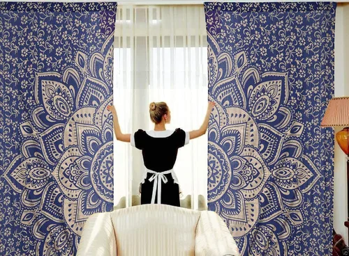 Miniatura 8 de Cortinas de ventana de mandala hippie indio, gitano, bohemio, sol, luna, hermosas cortinas para dormitorio, sala de estar, balcón, cenefa