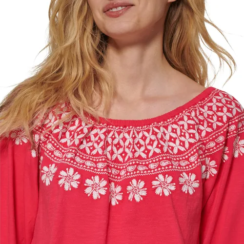 Miniatura 5 de Tommy Hilfiger Top de punto casual bordado con hombros descubiertos para mujer
