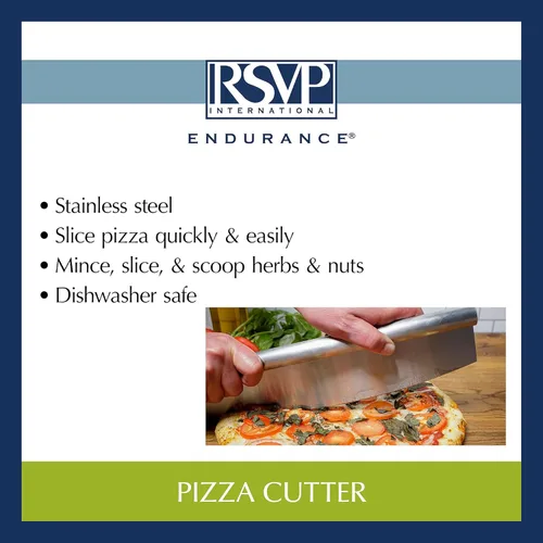 Miniatura 11 de RSVP International Endurance® Rocker Style - Cortador de pizza de acero inoxidable, 14 pulgadas, cortador afilado y versátil, picar y rebanar