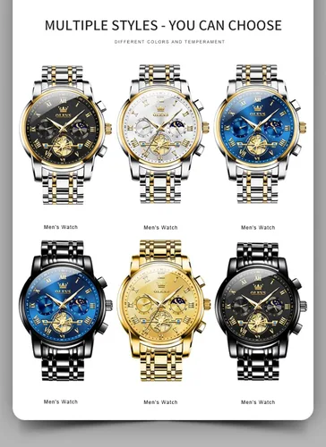Miniatura 9 de OLEVS Relojes para hombre, resistente al agua, de lujo, gran cara, reloj analógico de cuarzo de acero inoxidable, relojes de vestir analógicos