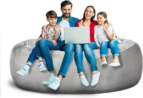 Funda para silla de puf gigante para adultos (sin relleno, solo funda), cómoda funda de terciopelo holandés de 6 pies, funda de sofá mullida, color