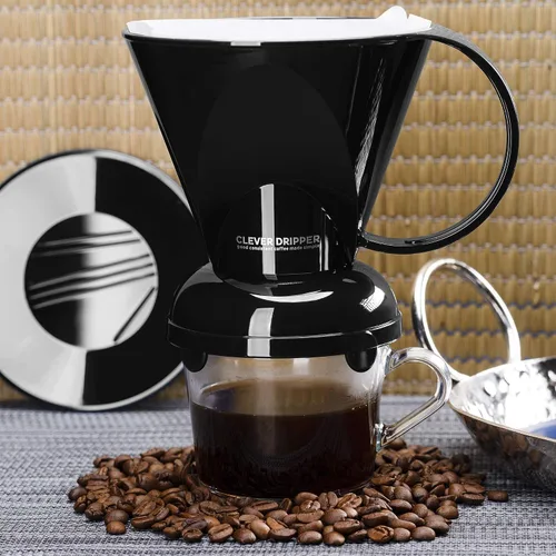 Miniatura 7 de Clever Gotero y filtros de café, grande de 18 onzas (negro), Barista's Choice, plástico seguro sin BPA, incluye 100 filtros