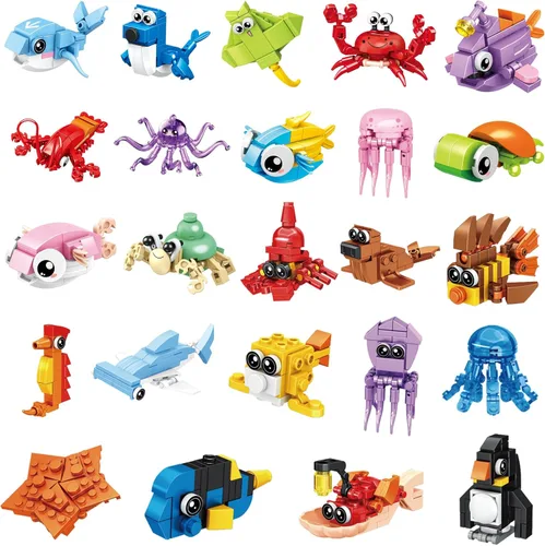 Miniatura 11 de BRICHBROW Recuerdos de fiesta para niños, paquete de 12 bloques de construcción de animales para bolsas de regalos, rellenos de calcetines, premios