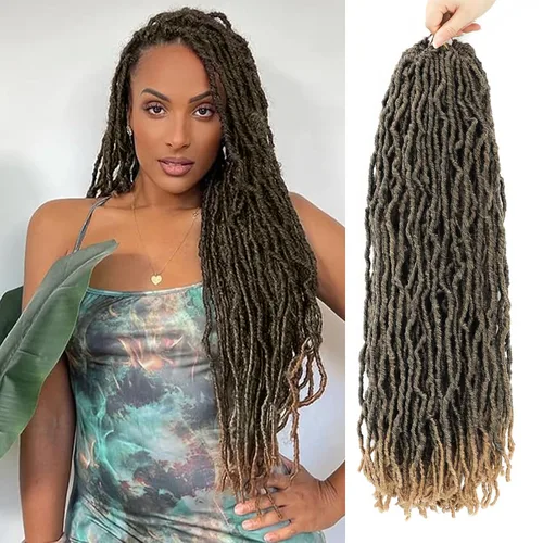 Miniatura 33 de Extensiones de cabello de ganchillo suaves de 22 pulgadas, 7 paquetes de rastas sintéticas preenlazadas para mujeres negras, extensiones de cabello