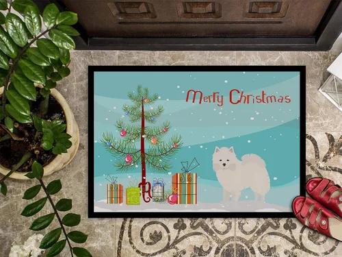 Miniatura 3 de Caroline's Treasures CK3441MAT - Tapete de árbol de Navidad esquimal americano, 18 x 27 pulgadas, tapete para puerta delantera, interior y exterior