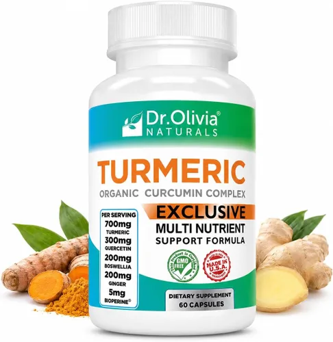 Suplemento orgánico de cúrcuma con curcumina. Ideal para inflamaciones con jengibre, Boswellia & Bioperine®, complejo formulado por la clínica