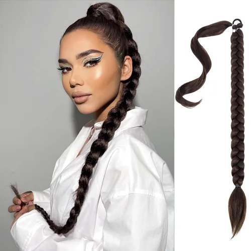 Miniatura 13 de Mebeli Extensiones de cola de caballo trenzadas, extensiones trenzadas, extensiones de cola de caballo largas trenzadas, extensiones de cola de #2