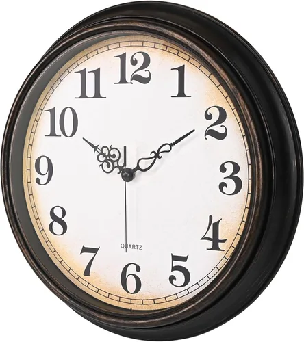 Miniatura 8 de Yoiolclc Reloj de pared grande de 16 pulgadas, silencioso, sin tictac, vintage, funciona con pilas, para sala de estar, oficina, escuela (bronce)
