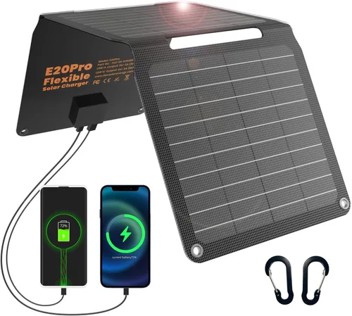 Miniatura 9 de FlexSolar Cargador solar portátil de 30 W, panel plegable de ETFE con QC3.0 18 W USB-A/USB-C y resistencia al agua IP67 - Carga rápida