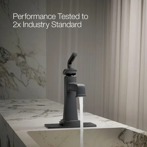 Miniatura 4 de KOHLER K-27400-4K-BL Riff - Grifo de lavabo de baño con un solo mango, con drenaje clicker, 1.0 GPM, negro mate Mate negro