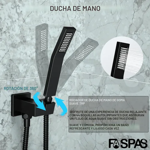 Miniatura 3 de Sistema de ducha con caño de bañera, juego de grifo de ducha con cabezal de ducha de lluvia de 12 pulgadas, ducha de mano y caño de bañera, cabezal